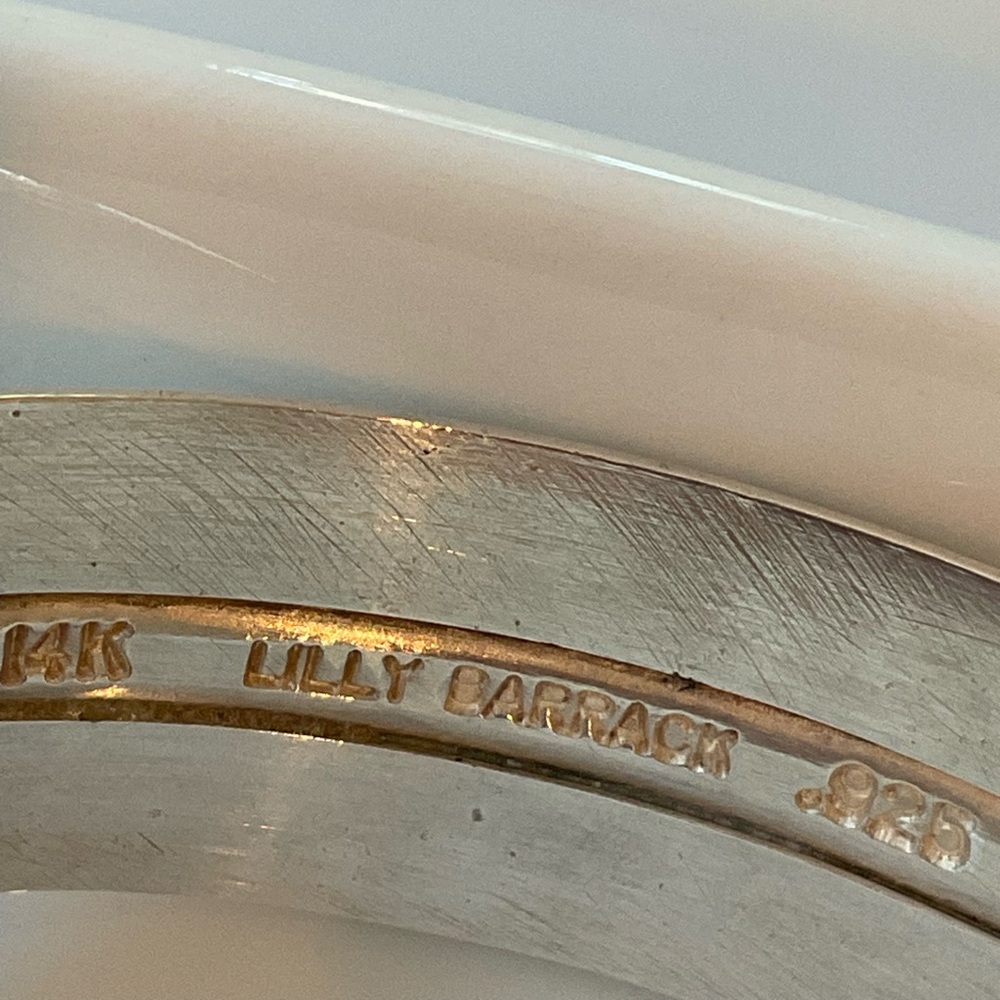 Lilly Barrack Sterling Open Faced Cuff Bracelet Green Gemstone End Caps, 14k - Picture 11 of 12